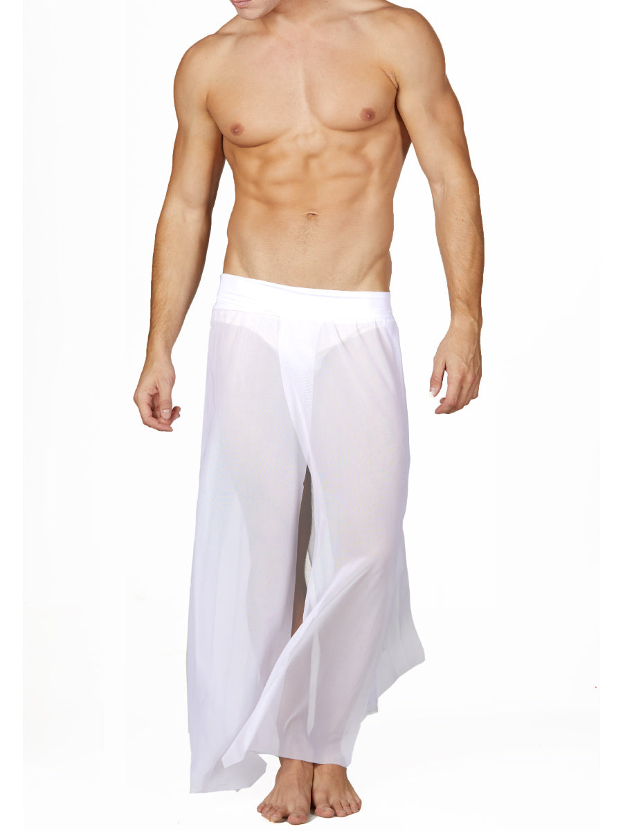 Men's White Mesh Maxi Skirt