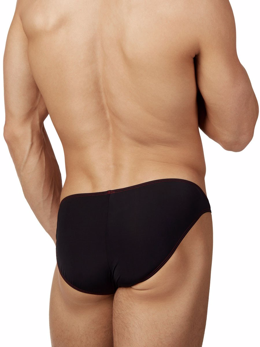 Men's black bikini cut sheer soft brief panties