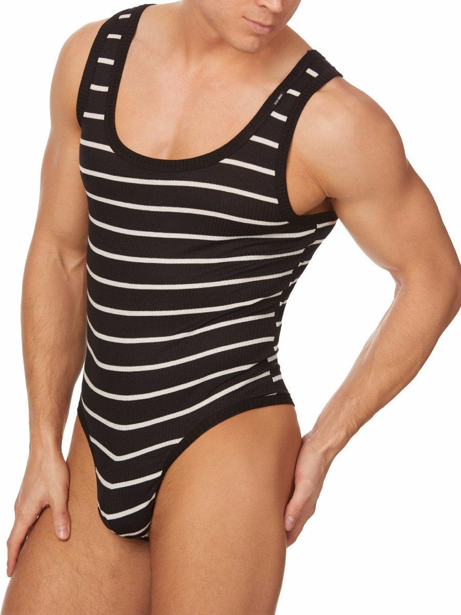 The Striped Ribbed Thong Bodysuit