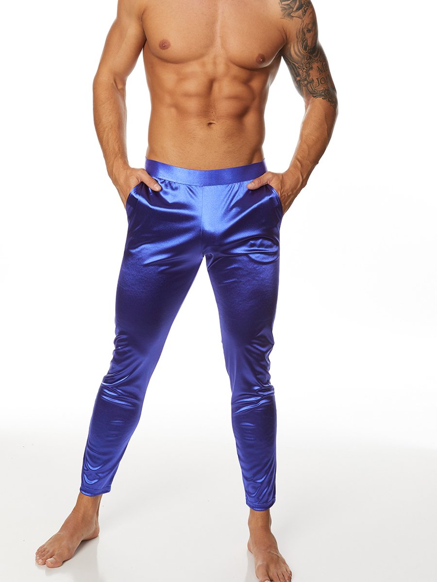 Men's blue satin joggers