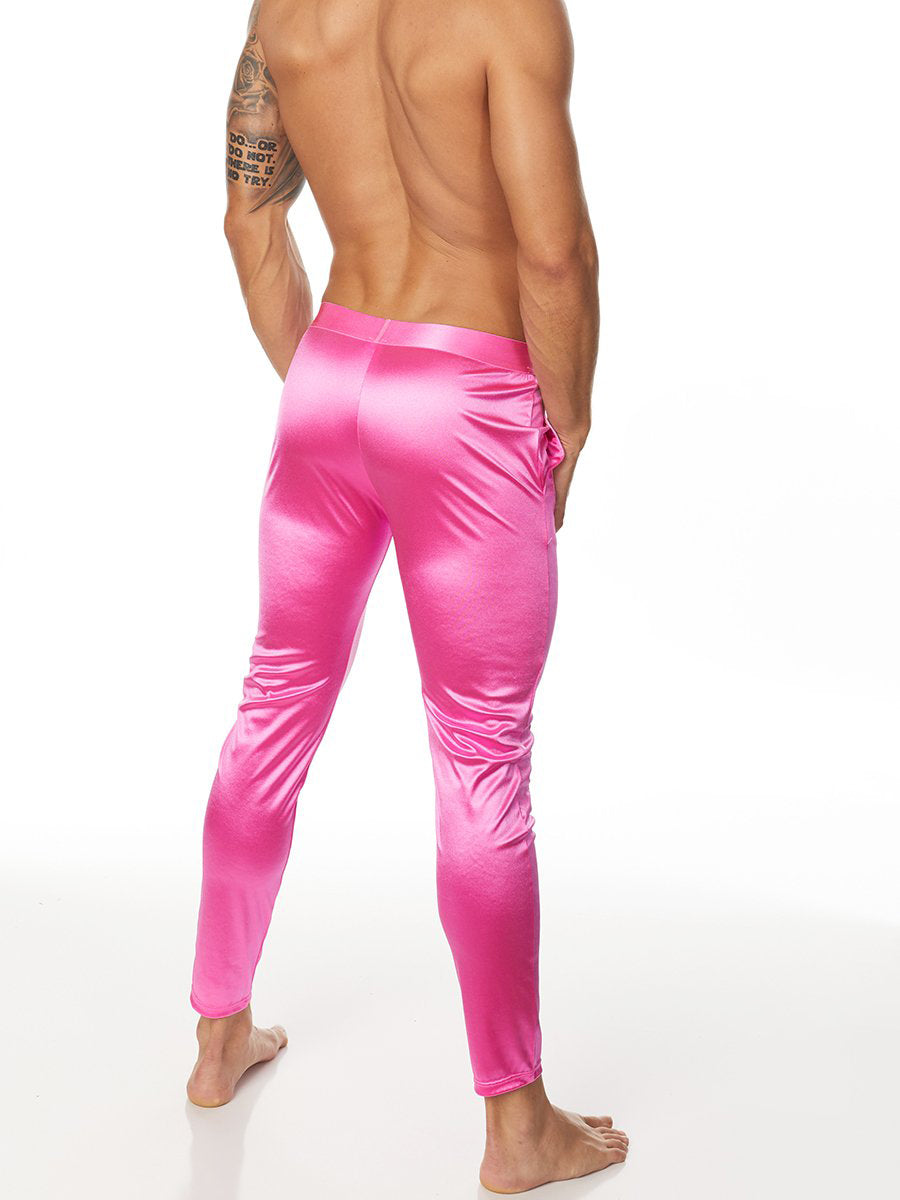 Men's pink satin joggers