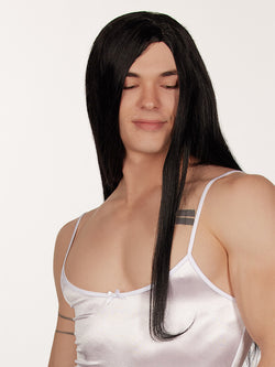 men's long black wig - XDress