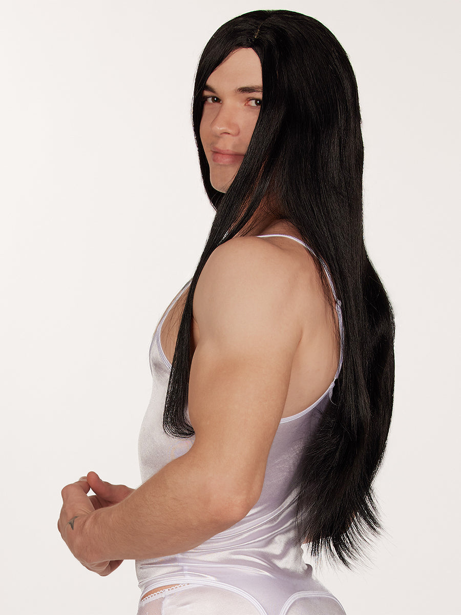 men's long black wig - XDress