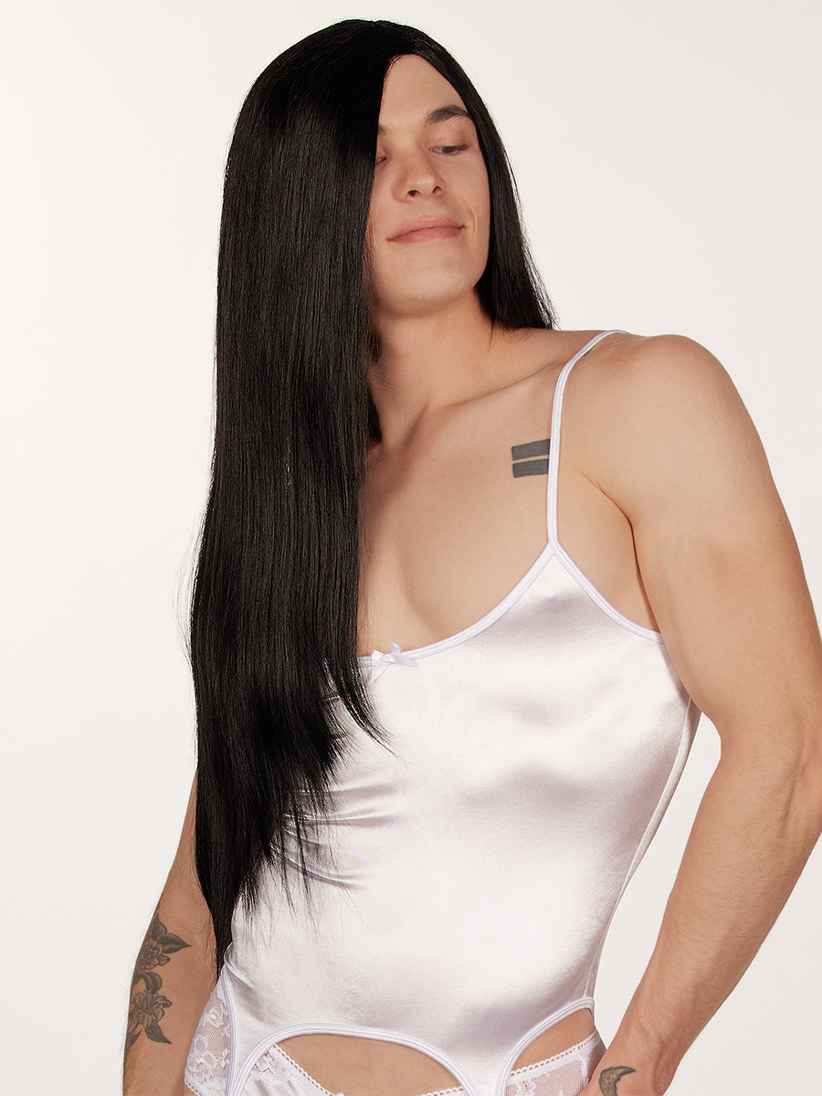 men's long black wig - XDress