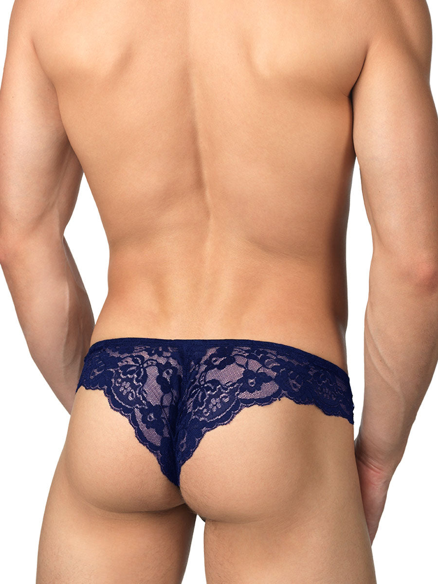 Men's navy lace brazil panty