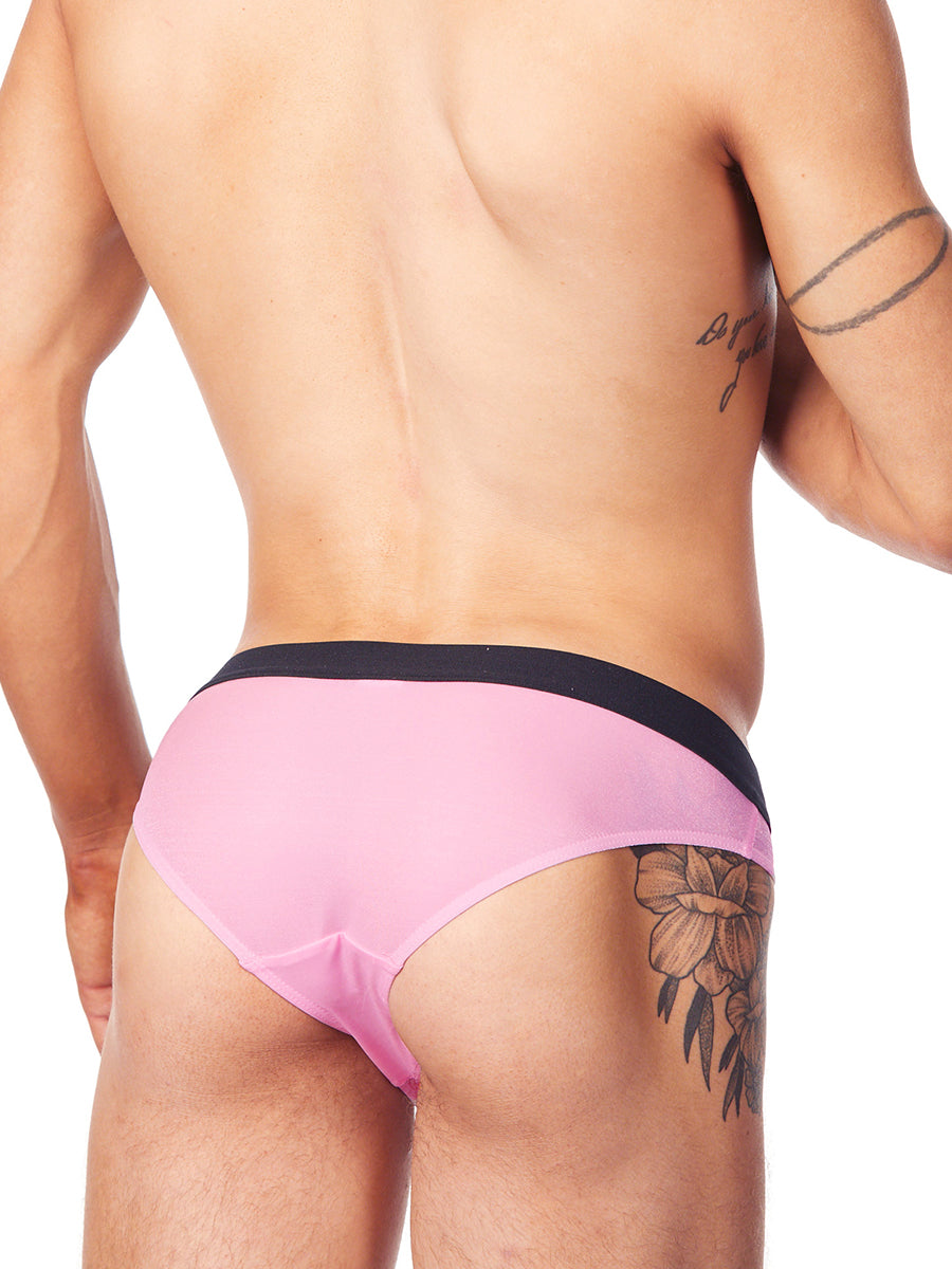 Men's pink satin bikini panties