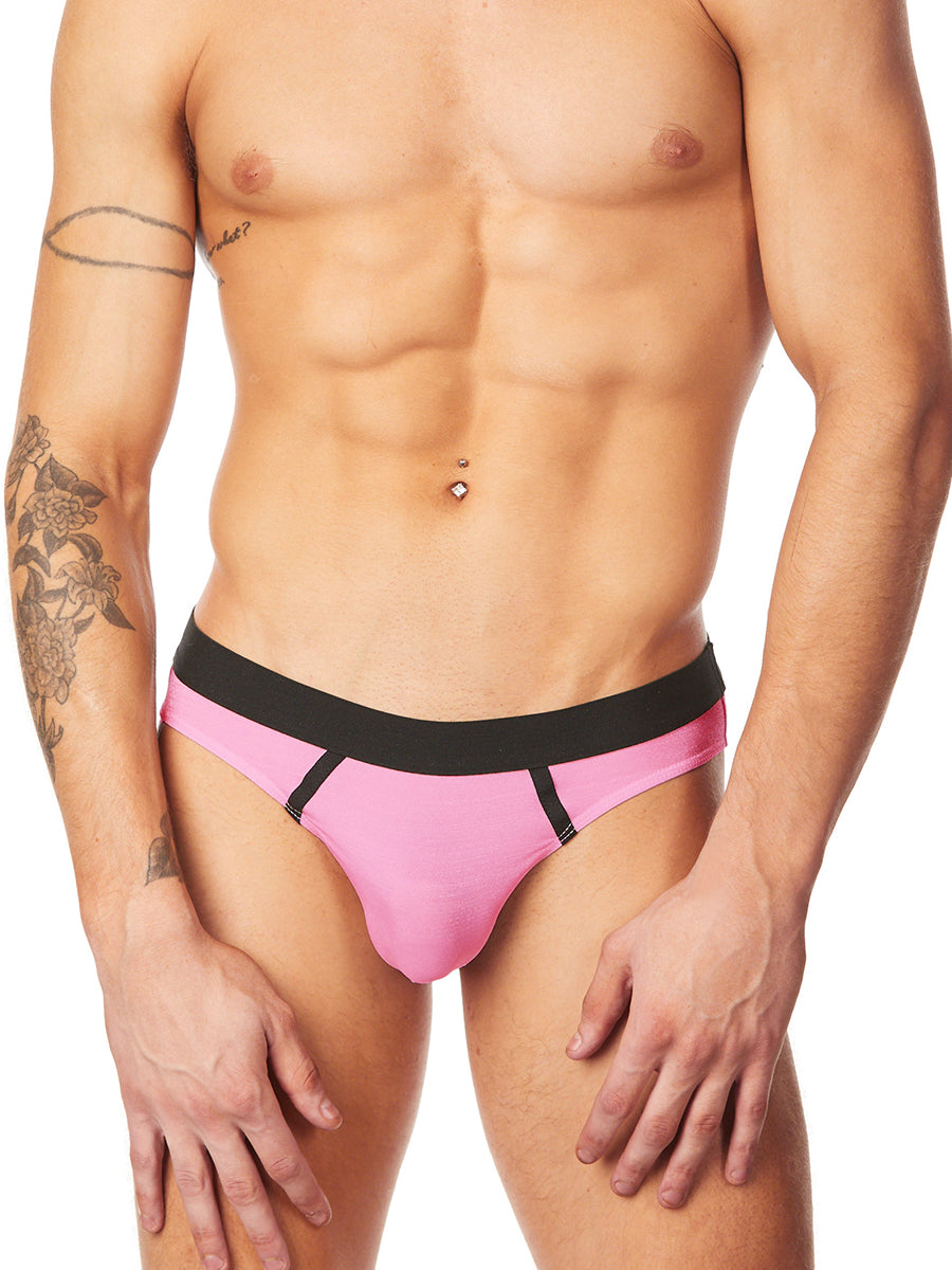 Men's pink satin bikini panties